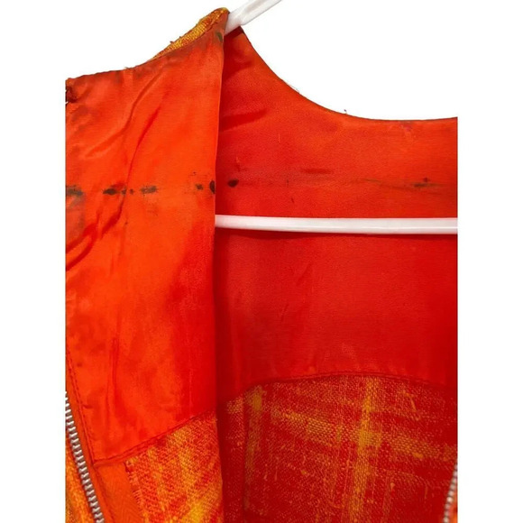 Vintage Stacy Ames Tweed Windowpane Sheath Dress Burnt Orange size 14 - Picture 10 of 16